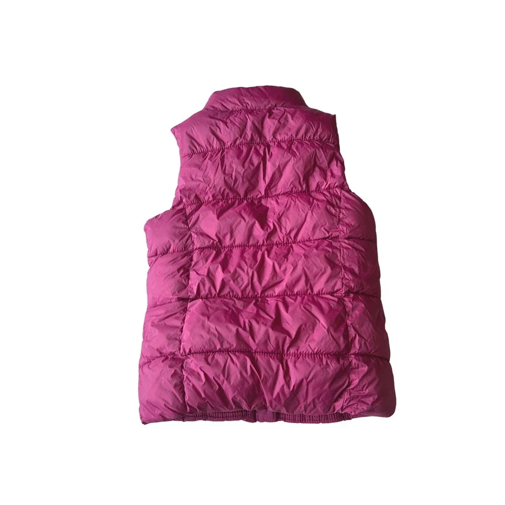 Old Navy Kids Magenta Purple Puffer Vest Fleece Lined Quilted Zip Up Size S 6-7